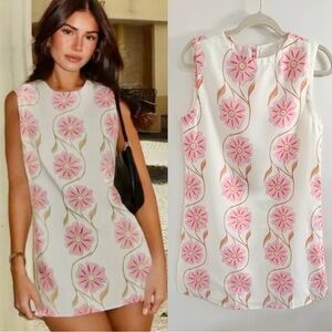Commense Pink and White Floral Mini Dress